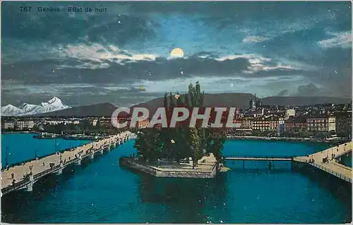 Cartes postales Geneve Effet de nuit