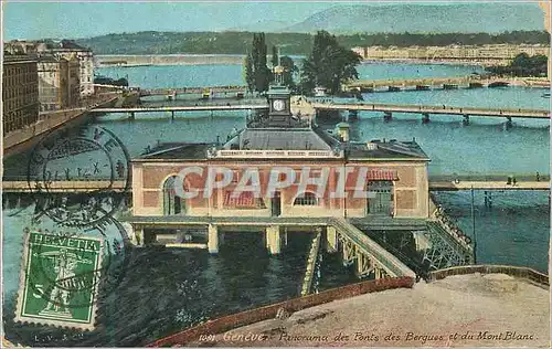 Cartes postales Geneve Panorama des Ponts des Bergues et du Mont Blanc