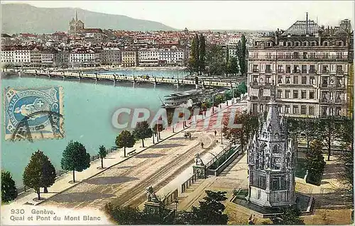 Cartes postales Geneve Quai et Pont du Mont Blanc