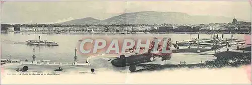CARTE DOUBLE La rade du Geneve  et le Mont Blanc Bateaux