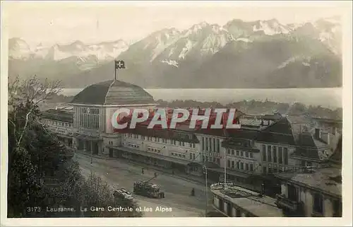 Cartes postales Lausanne Le Gare centrale et les Alpes