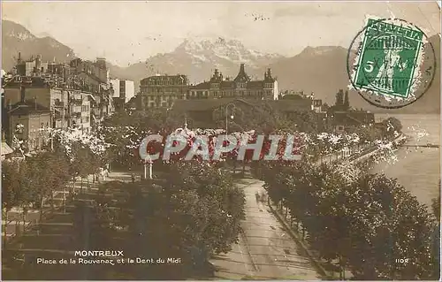Cartes postales Montreux Place de la Rouvenaz et le Dent du Midi