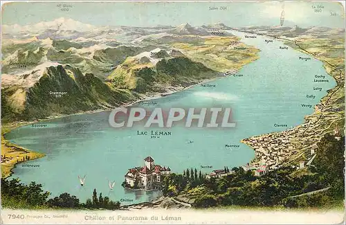 Cartes postales Chillon et Panorama du Leman