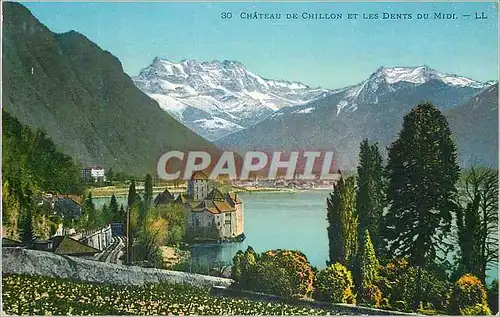 Cartes postales Chateau de Chillon et les dents du Midi