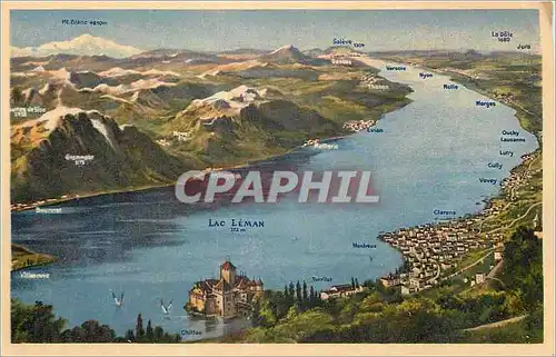 Cartes postales Chillon Montreux et Panorama du Lac Leman