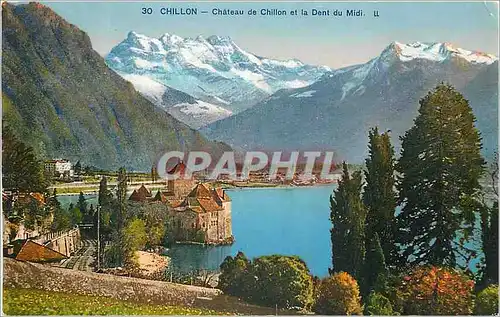 Ansichtskarte AK Chillon Chateau de Chillon et la Dent du Midi