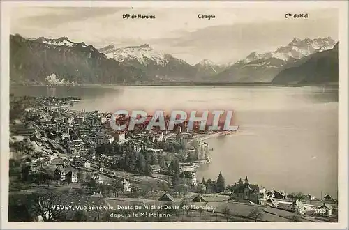 Cartes postales Vevey vue generale Dents du Midi et Dents de Morcles depuis le Mt Pelerin