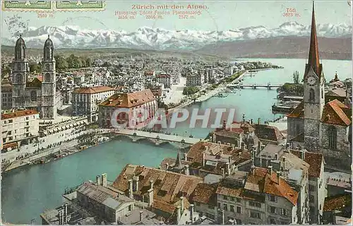 Cartes postales Zurich mit den Alpen