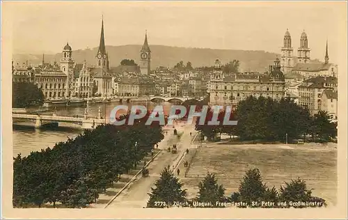 Ansichtskarte AK Zurich Utoquai Fraumunster St Peter und Grossmunster