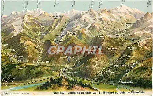 Cartes postales Martigny Vallee de Bagnes Gd St Bernard et route de Chamonix