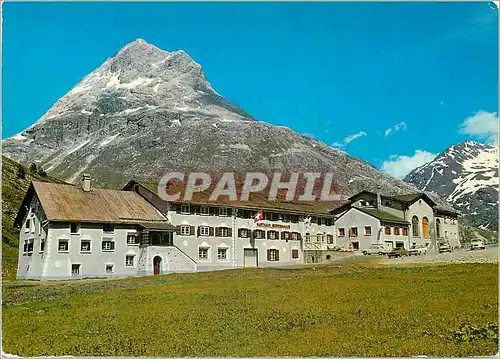 Moderne Karte Gasthaus Pension Bernina Haus mit Piz Alv und Lagalb Fam G Merk Fimian Fotograliere e farbig mit