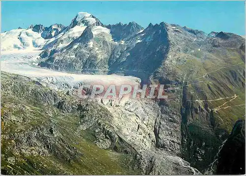 Moderne Karte Rhonegletscher mit Furkapass und Galenstock Aufnahme und Verlag Photohaus Geiger Films Waldhaus