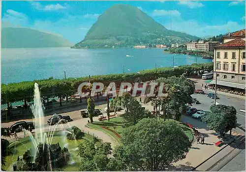 Cartes postales moderne Lugano Plazza A Manzoni Monte S Salvatore Plazza A Manzoni und Blick auf den Monte s Salvatore P