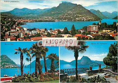 Cartes postales moderne Lugano Veduta panoramica Monte Bre Monte S Salvatore Vedute di Lugano Vues de Lugano Anaichten v