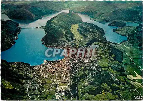 Moderne Karte Panorama aereo del Lago di Lugano Ed Beccarelli C Lugano Foto a colori di A pancaldi