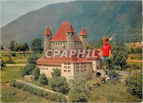 Cartes postales moderne Swissminiatur Melide Lugano Chateau de Thoune Schloss Thun Castello di Thun