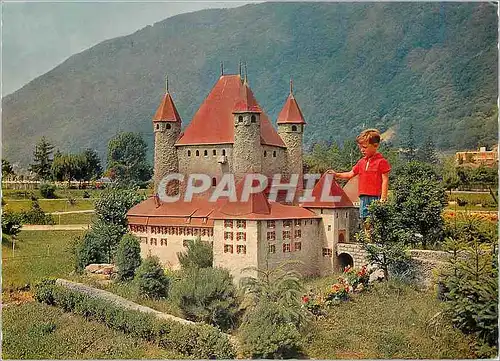 Moderne Karte Swissminiatur Melide Lugano Chateau de Thoune Schloss Thun Castello di Thun