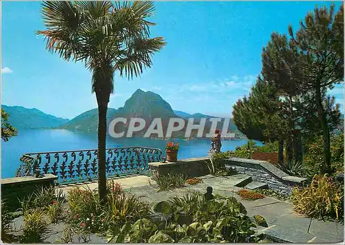 Cartes postales moderne Lugano Scorcio panoramico con Monte S Salvatore Vue pertielle avec Mont S Salvatore Teilansicht