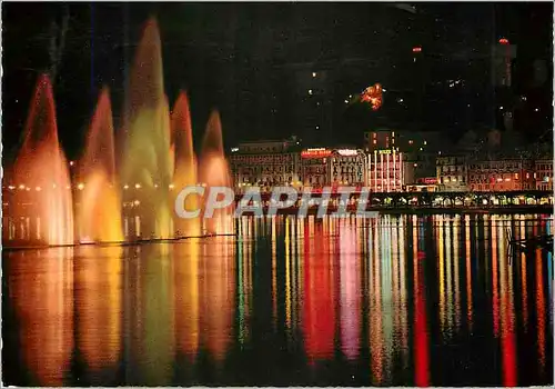 Moderne Karte Lugano di notte Lugano bei Nacht Lugano la nuit