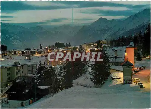 Cartes postales moderne Crans Montana la nuit alt
