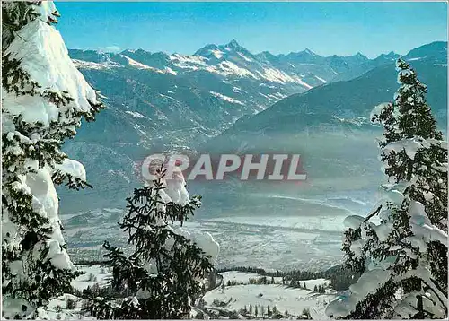 Cartes postales moderne Schweiz Suisse Switzerland Montana Crans alt m Vue sur la plaine du Rhone Val d Anniviers et Wei