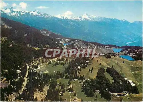 Moderne Karte Crans Montana alt m et les Alpes valaisannes Photoglob Wehrli S A Zurich Vevey