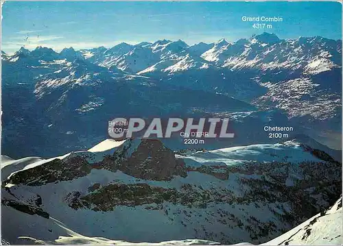 Moderne Karte Bellatui Cry Derr Chetseron Grand Combin Schweiz Suisse Switzerland Crans Montana Panorama depui