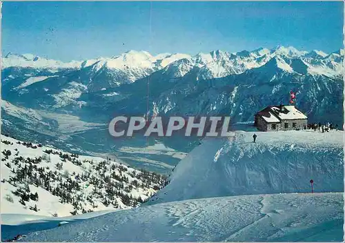 Moderne Karte Montana alt m Cabane des Violettes C A S Vue sue les Alpes Valaisannes et la vallee du Rhone Pho