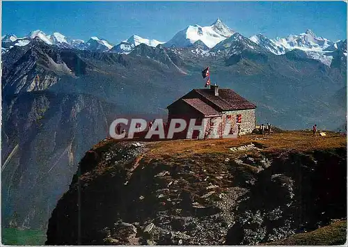 Moderne Karte Montana Crans La cabane des Violettes C A S le Dom Mischabel le Weisshorn et le Rothorn de Zinal