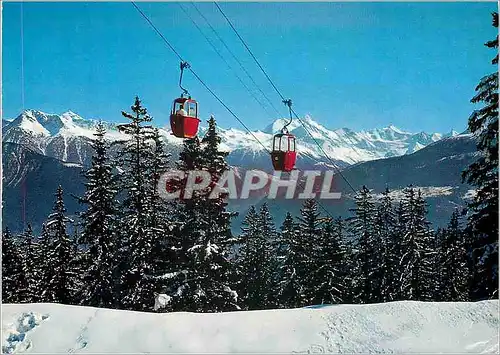 Cartes postales moderne Crans Montana alt m Le telecabine du Grand Signal et le Weisshorn Montana Vermala Vacances Ensol