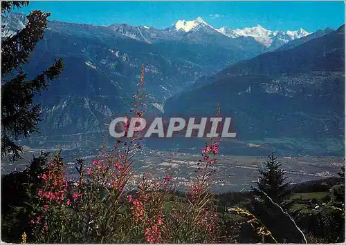 Cartes postales moderne Schweiz Suisse Switzerland Crans Montana Vue sur Sierre Val d Anniviers et Weisshorn