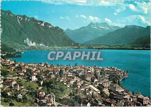 Cartes postales moderne Montreux Vue Generale et Dents du Midi Montreux Allgameine Ansicht und Dents du Midi Montreux Ve