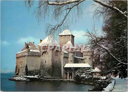 Cartes postales moderne Schweiz Suisse Switzerland Le Chateau de Chillon pres Montreux en hiver Schloss Chillon bei Mont