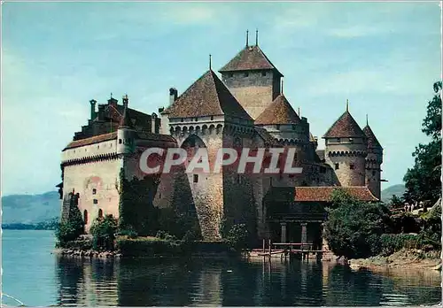 Moderne Karte Lac Leman Le Chateau de Chillon Reproduction interdite