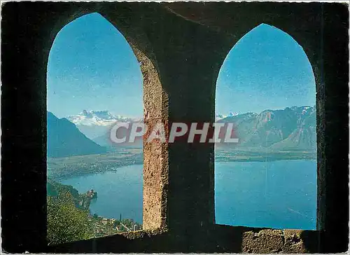 Cartes postales moderne Glion S Montreux La vue des Galeries du Temple et les Dents du Midi Photoglob Wehrli A G Zurich