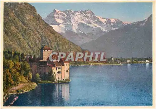 Cartes postales moderne Chateau de Chillon et Dents du Midi alt m Phot Editeur o Sartori Lausanne