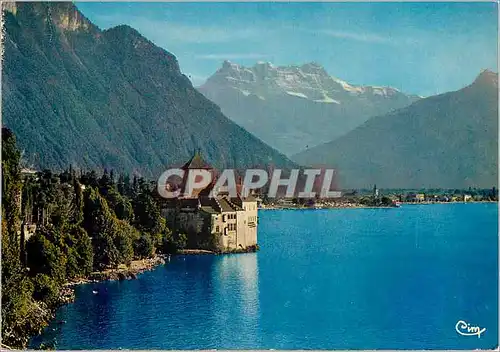 Cartes postales moderne Montreux Vue generale sur le Chateau de Chillon Au fond les Dents du Midi Collectionnez les Cart