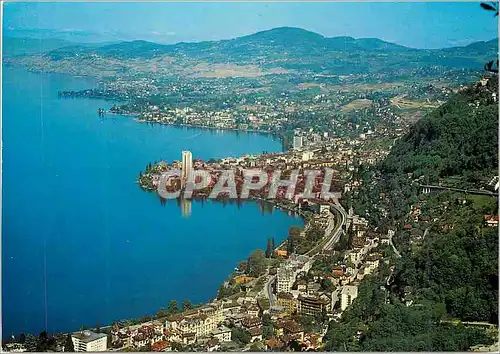 Cartes postales moderne Schweiz Suisse Switzerland Lac Leman Territet Montreux Clarens Vevey et le Mont Pelerin