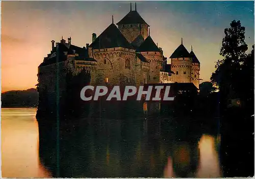 Cartes postales moderne Lac Leman Le Chateau de Chillon Illumine