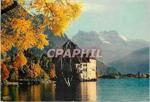 Moderne Karte Lac Leman LE Chateau de Chillon et les Dents du Midi Lumicap Collectionez les Cartes Postales