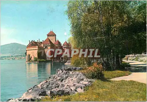 Moderne Karte Montreux Chateau de Chillon Castello di Chillon Schloss Chillon