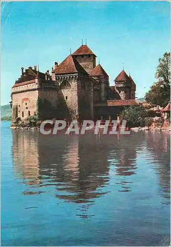 Moderne Karte Montreux Chateau de Chillon Castello de Chillon Schloss Chillon