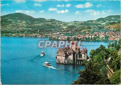 Cartes postales moderne Montreux Vue sur Baie et le Chateau de Chillon Blick auf die Bucht und das Schlos Chillon Veduta