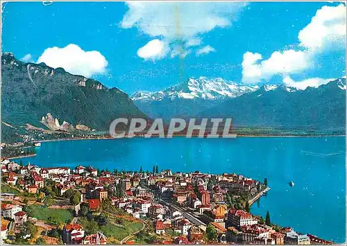 Cartes postales moderne Montreux Territet Panorama avec les Dents du Midi Ansicht und Gebirge Dents du Midi Montreux Sep