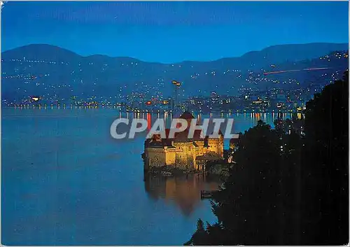Cartes postales moderne Montreux Vue Nocturne du Chateau de Chillon Nachuafnahme von Schloss Chillon Veduta notturna del