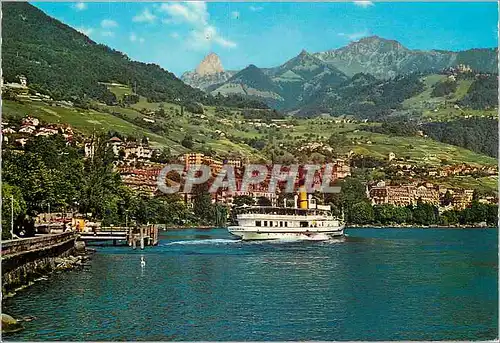 Moderne Karte Montreux Baie de Clarens Montreux Septembre Musical Helvetia Zurich Bateau