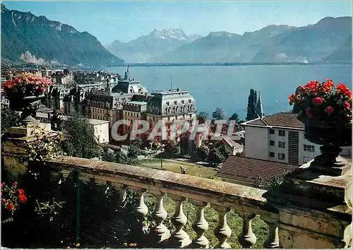 Moderne Karte Montreux Vue generale Montreux Septembre Musical Helvetia Zurich