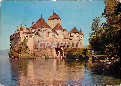 Moderne Karte Montreux Chateau de Chillon Helvetia Glion