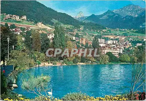 Cartes postales moderne Montreux Baie de Clarens avec Rochers de Naye et Dent de Jaman Bucht von Giffons mit Rochers de