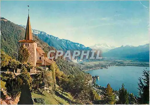 Cartes postales moderne Montreux L eglise de Glion et les dents du Midi Nouvelles Notizario Helvetia Iris Mexichrome Rep